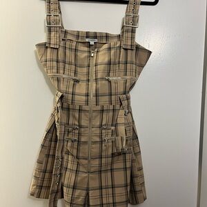 WeWoreWhat Plaid Romper with Front Zipper